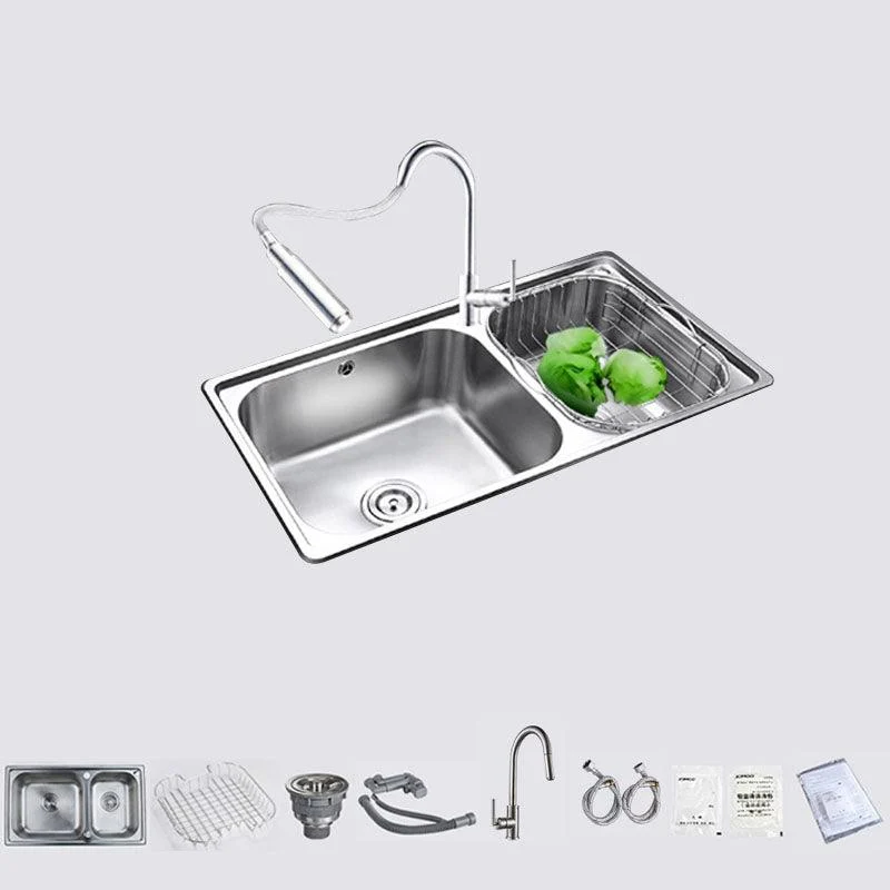 Stainless Steel Kitchen Sink Double Bowl Kitchen Sink with Drain Assembly -Bathlova