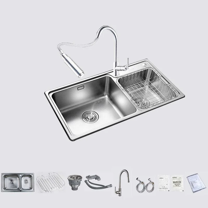 Stainless Steel Kitchen Sink Double Bowl Kitchen Sink with Drain Assembly -Bathlova