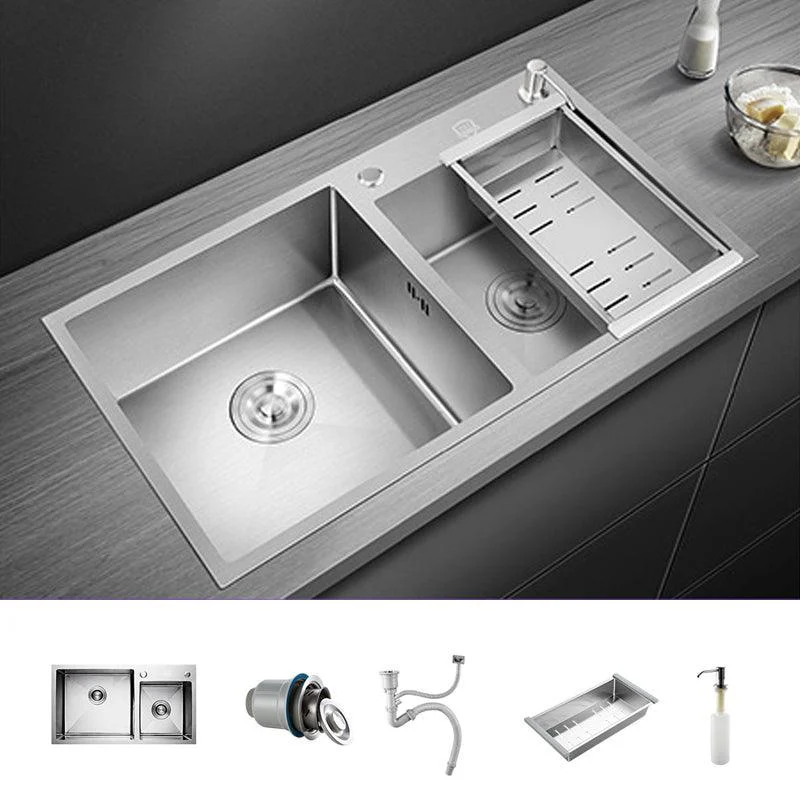 Stainless Steel Kitchen Sink Double Bowl Kitchen Sink with Rectangular Shape -Bathlova