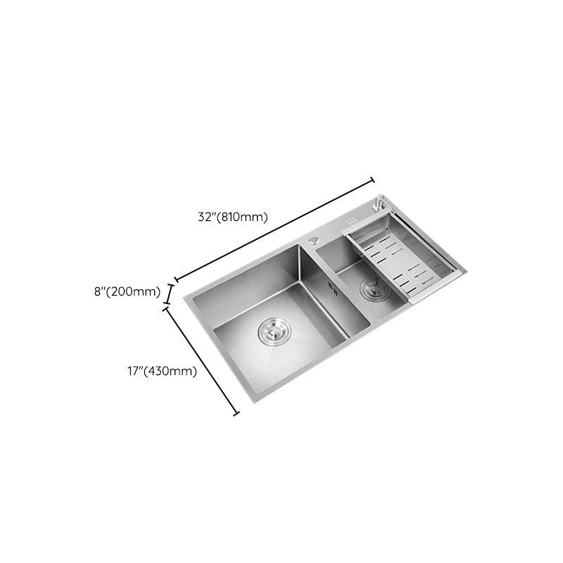 Stainless Steel Kitchen Sink Double Bowl Kitchen Sink with Rectangular Shape -Bathlova