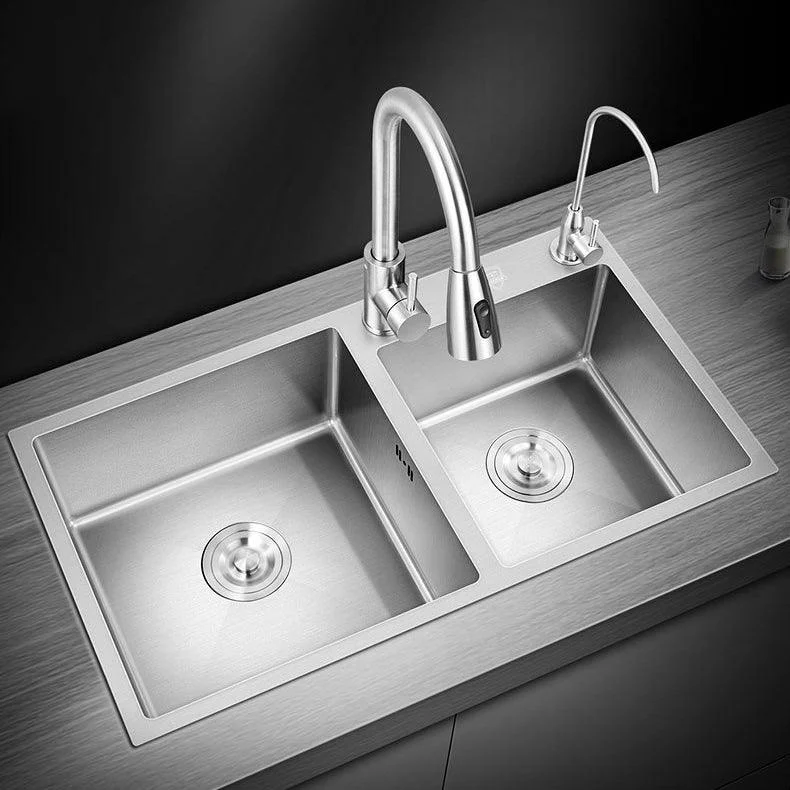 Stainless Steel Kitchen Sink Double Bowl Kitchen Sink with Rectangular Shape -Bathlova