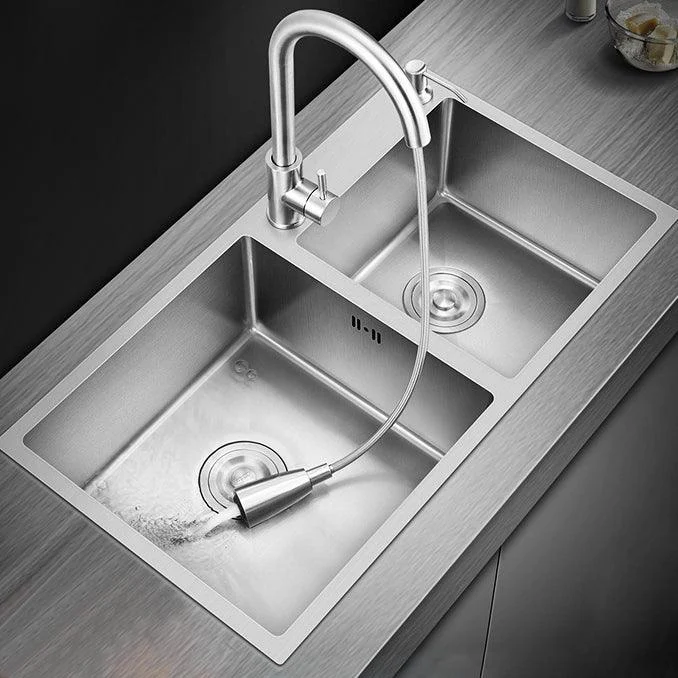 Stainless Steel Kitchen Sink Double Bowl Kitchen Sink with Rectangular Shape -Bathlova