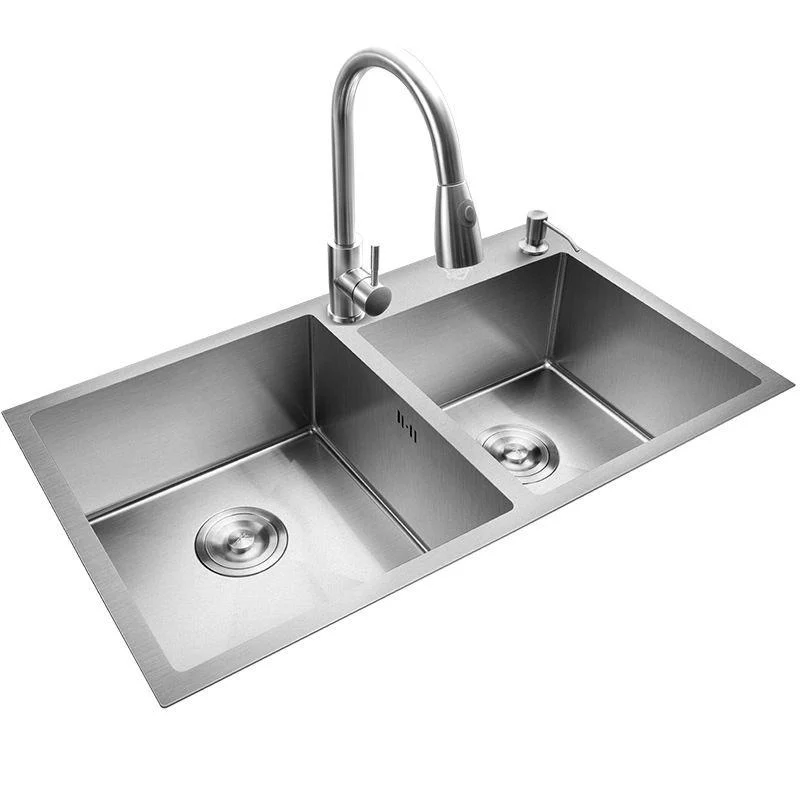 Stainless Steel Kitchen Sink Double Bowl Kitchen Sink with Rectangular Shape -Bathlova