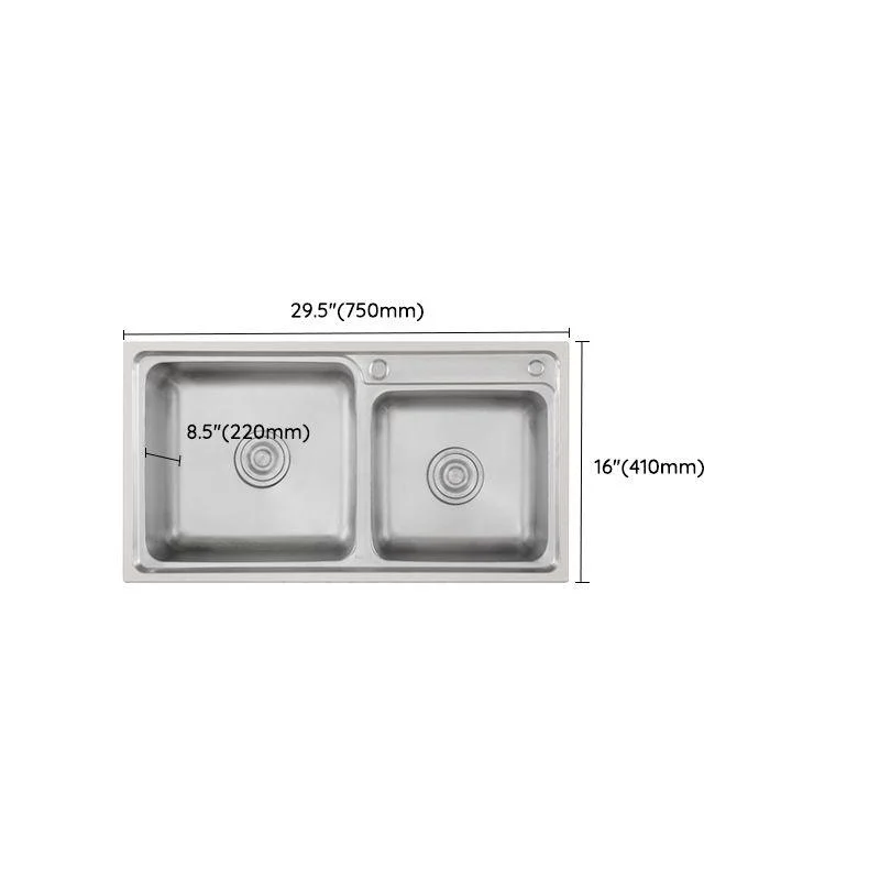 Stainless Steel Kitchen Sink Drop-In Contemporary Style Kitchen Double Sink -Bathlova