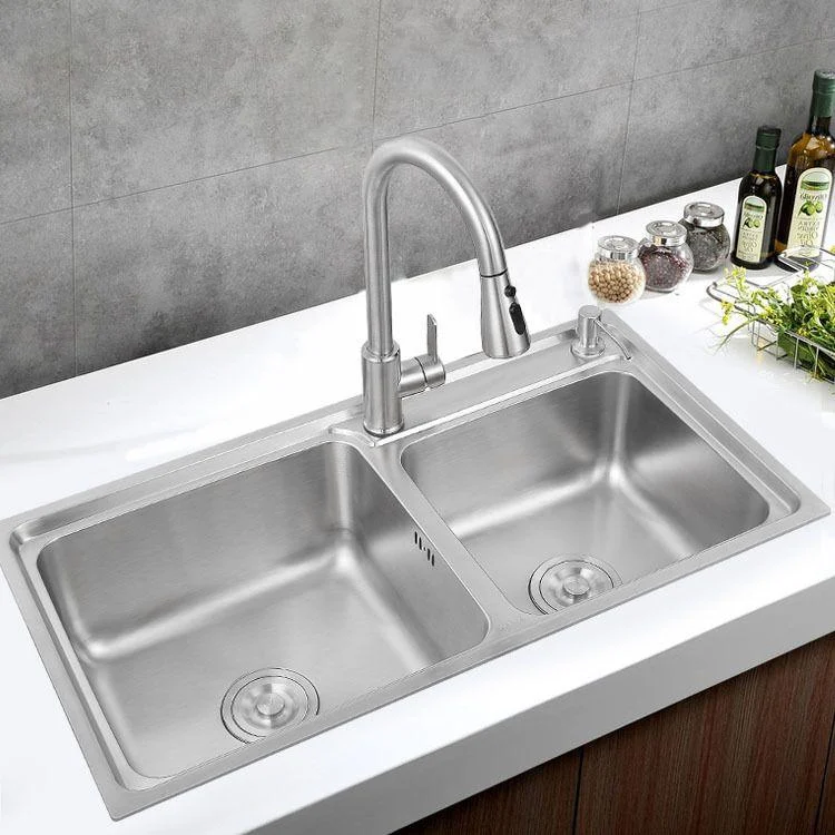 Stainless Steel Kitchen Sink Drop-In Contemporary Style Kitchen Double Sink -Bathlova