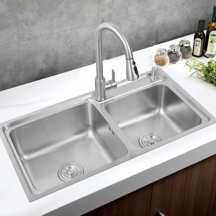 Stainless Steel Kitchen Sink Drop-In Contemporary Style Kitchen Double Sink -Bathlova