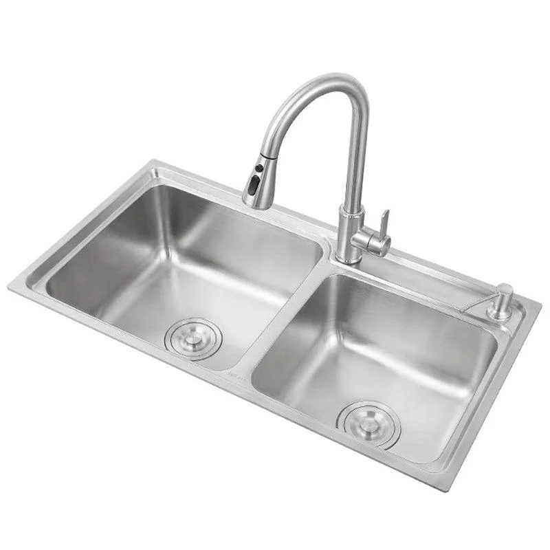 Stainless Steel Kitchen Sink Drop-In Contemporary Style Kitchen Double Sink -Bathlova