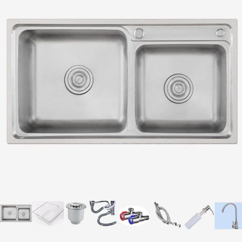 Stainless Steel Kitchen Sink Drop-In Contemporary Style Kitchen Double Sink -Bathlova