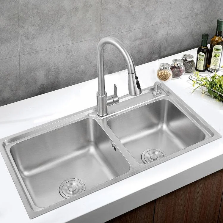 Stainless Steel Kitchen Sink Drop-In Contemporary Style Kitchen Double Sink -Bathlova