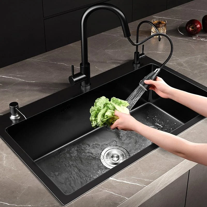 Stainless Steel Kitchen Sink Drop-In Install Kitchen Sink in Black -Bathlova