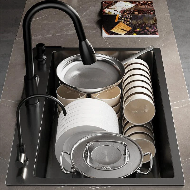 Stainless Steel Kitchen Sink Drop-In Install Kitchen Sink in Black -Bathlova