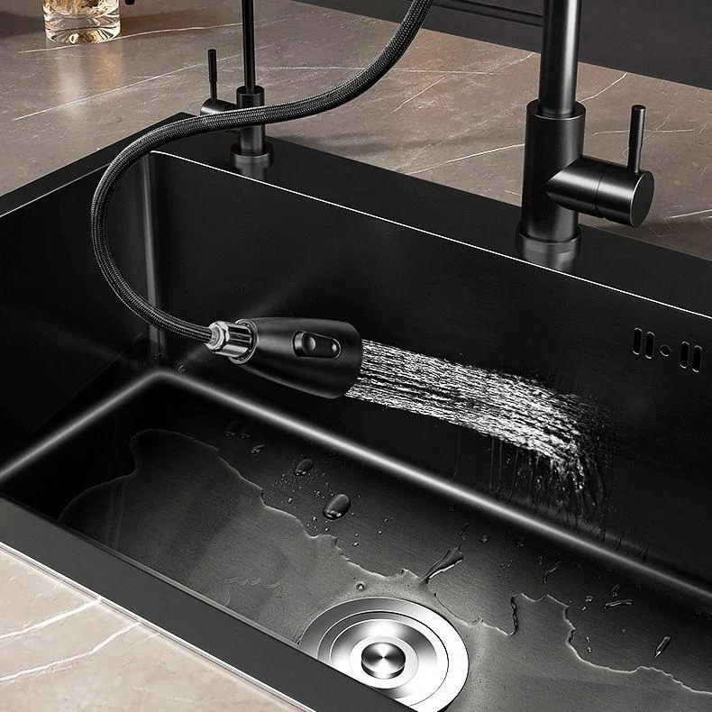 Stainless Steel Kitchen Sink Drop-In Install Kitchen Sink in Black -Bathlova