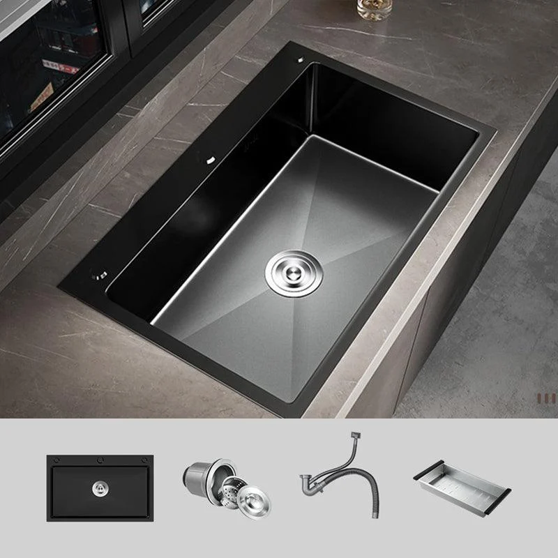 Stainless Steel Kitchen Sink Drop-In Install Kitchen Sink in Black -Bathlova