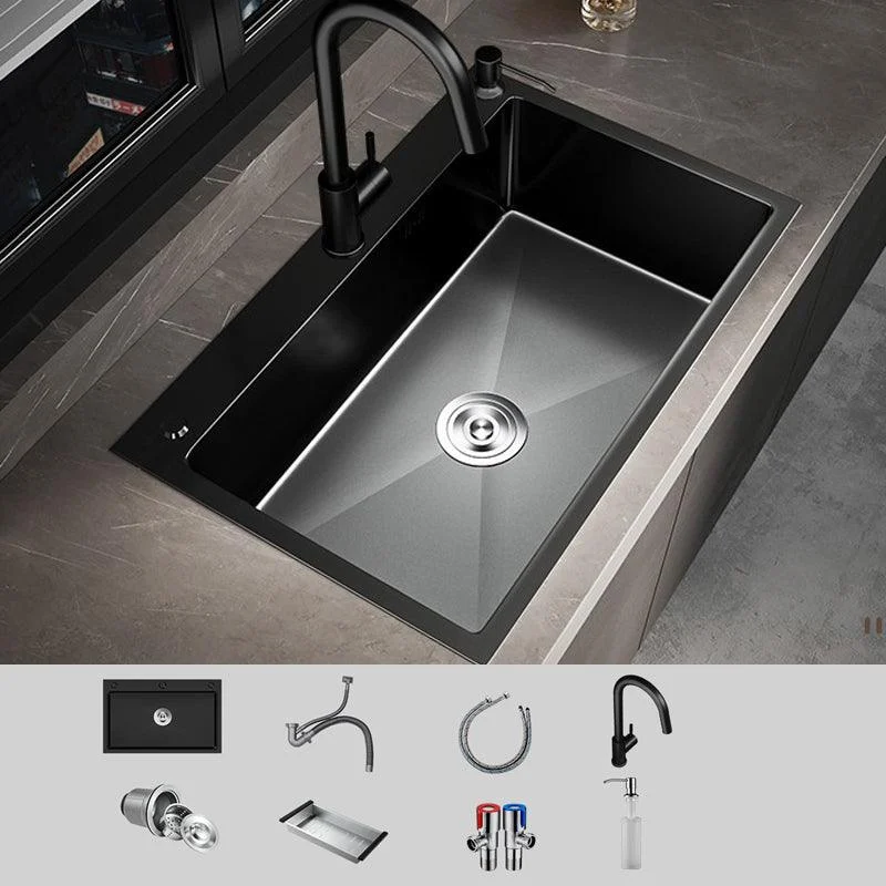 Stainless Steel Kitchen Sink Drop-In Install Kitchen Sink in Black -Bathlova