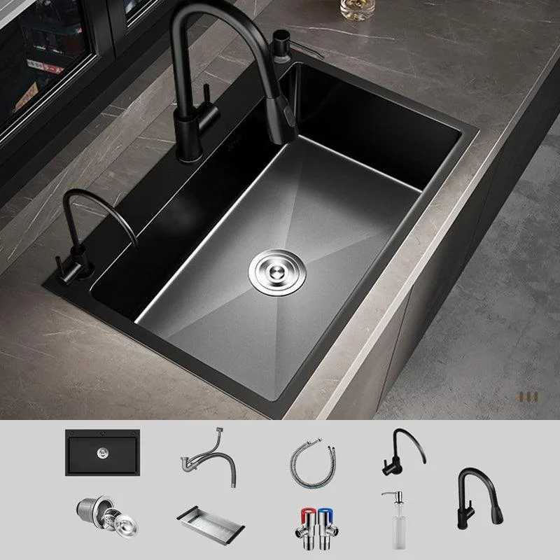 Stainless Steel Kitchen Sink Drop-In Install Kitchen Sink in Black -Bathlova