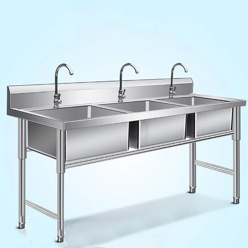 Stainless Steel Kitchen Sink Freestanding Kitchen Sink with Tap Included -Bathlova