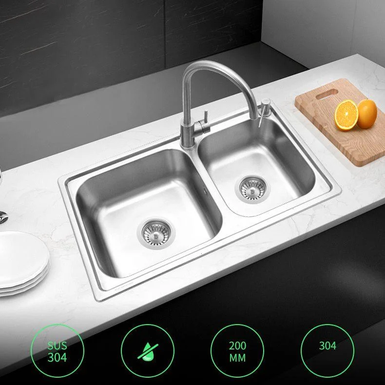 Stainless Steel Kitchen Sink Modern Kitchen Sink with Double Sink(Not Included Tap) -Bathlova