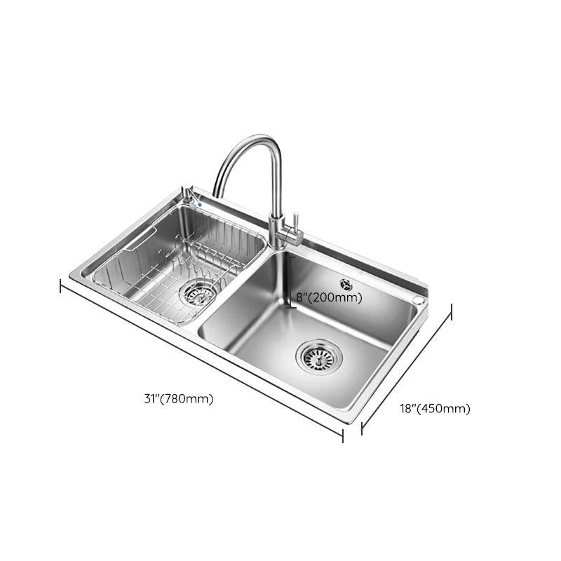 Stainless Steel Kitchen Sink Overflow Hole Design Kitchen Double Sink -Bathlova