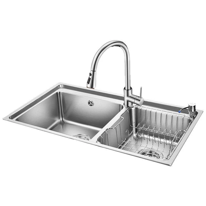 Stainless Steel Kitchen Sink Overflow Hole Design Kitchen Double Sink -Bathlova