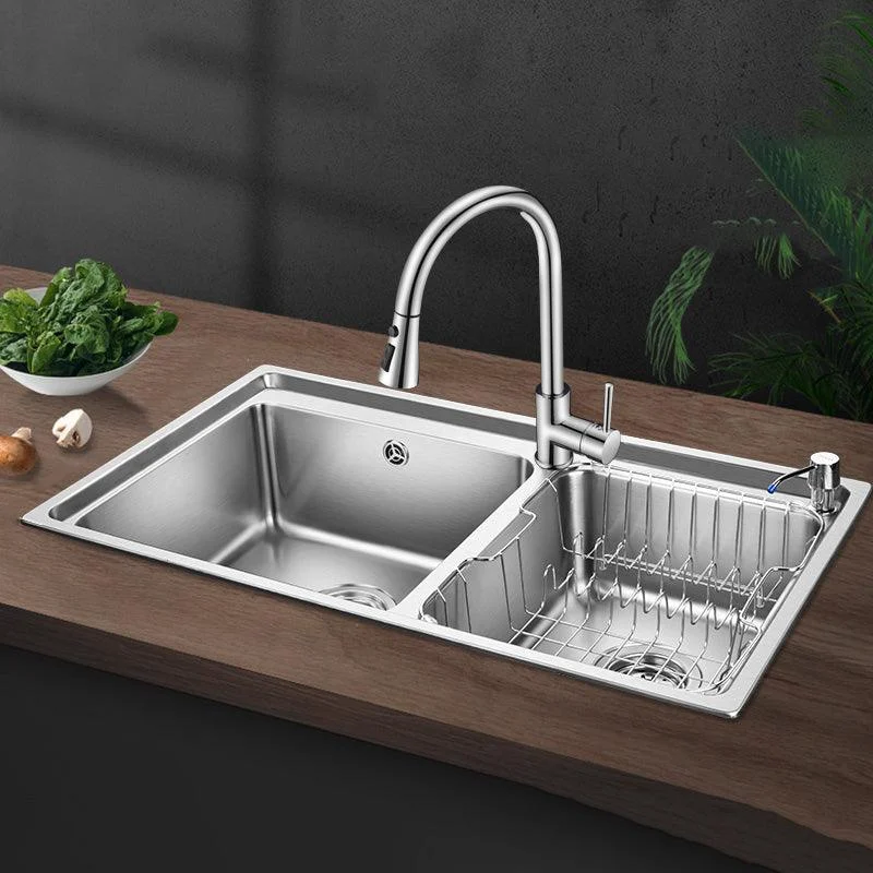 Stainless Steel Kitchen Sink Overflow Hole Design Kitchen Double Sink -Bathlova