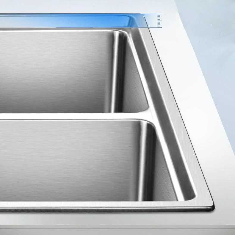 Stainless Steel Kitchen Sink Overflow Hole Design Kitchen Double Sink -Bathlova