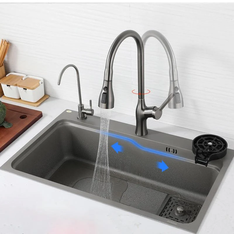 Stainless Steel Kitchen Sink Rectangle Shape Kitchen Sink with Single Bowl -Bathlova