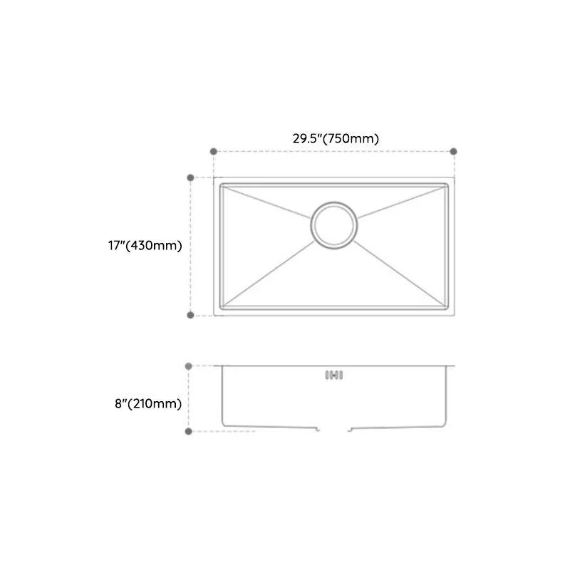 Stainless Steel Kitchen Sink Rectangular Shape Kitchen Sink with 1-Bowl -Bathlova