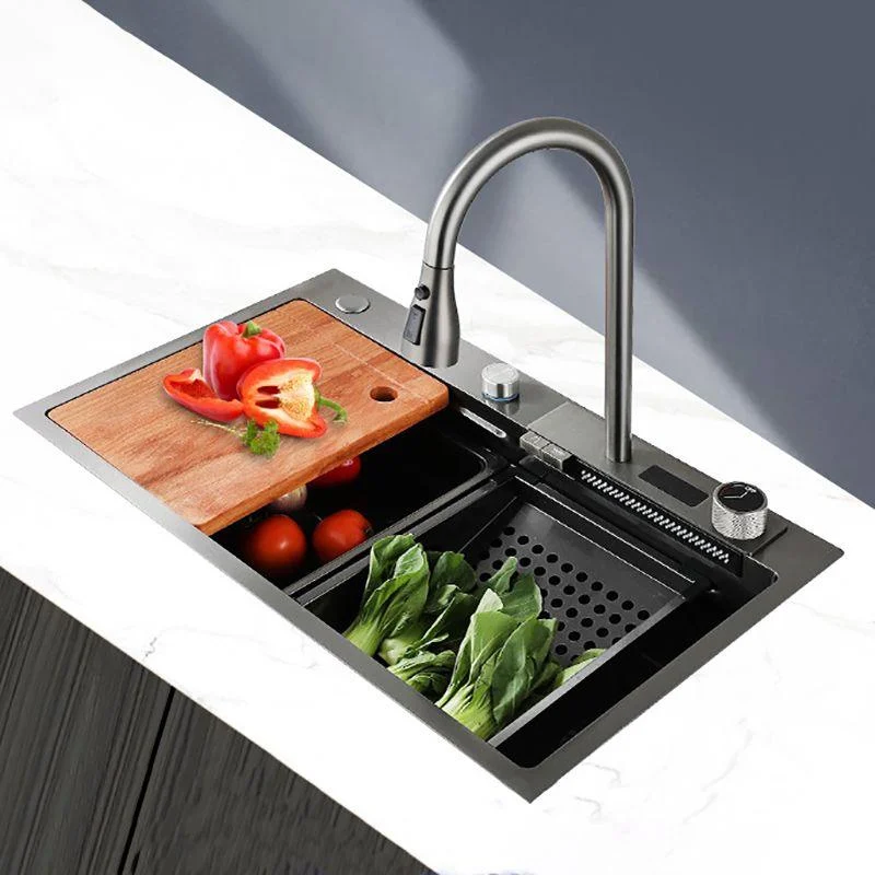 Stainless Steel Kitchen Sink Rectangular Shape Kitchen Sink with Drain Strainer Kit -Bathlova