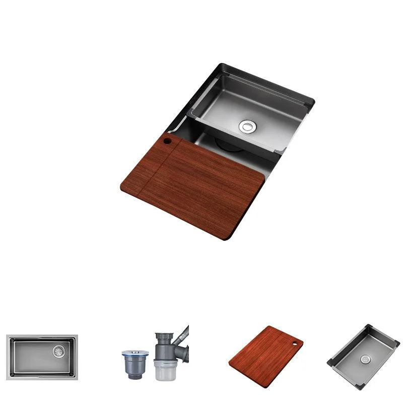 Stainless Steel Kitchen Sink Single Basin Kitchen Sink with Cutting-Board -Bathlova