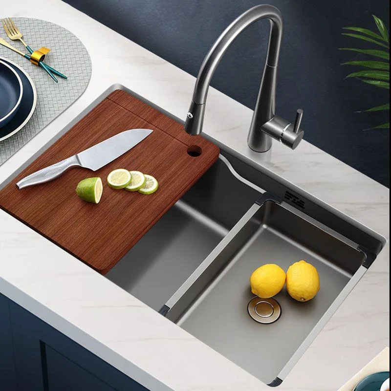 Stainless Steel Kitchen Sink Single Basin Kitchen Sink with Cutting-Board -Bathlova