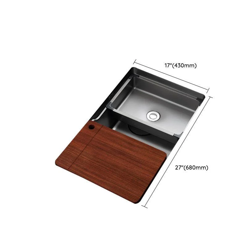 Stainless Steel Kitchen Sink Single Basin Kitchen Sink with Cutting-Board -Bathlova