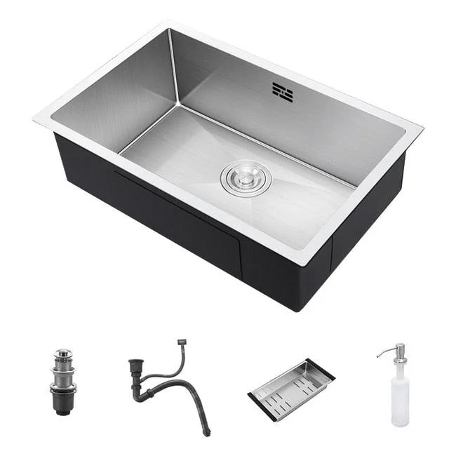 Stainless Steel Kitchen Sink Single Bowl Basin Sink With Drain -Bathlova