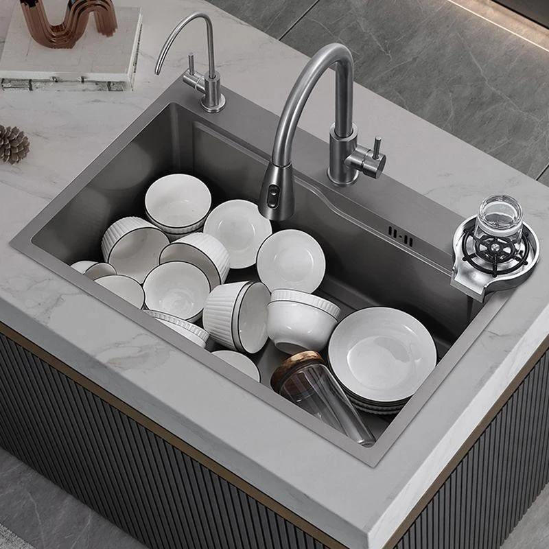 Stainless Steel Kitchen Sink Single Bowl Drop-In Sink with 3 Holes -Bathlova