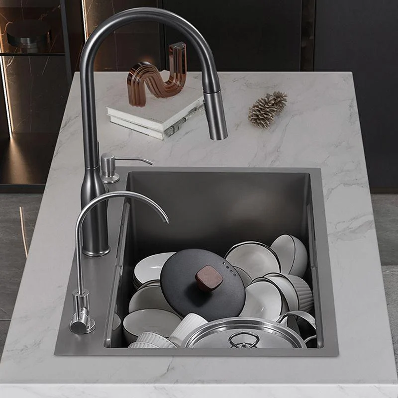 Stainless Steel Kitchen Sink Single Bowl Drop-In Sink with 3 Holes -Bathlova