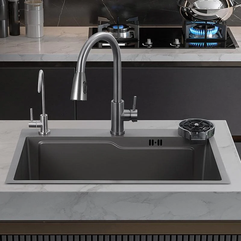 Stainless Steel Kitchen Sink Single Bowl Drop-In Sink with 3 Holes -Bathlova