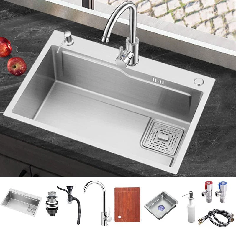 Stainless Steel Kitchen Sink Single Bowl Kitchen Sink with Tap Included -Bathlova