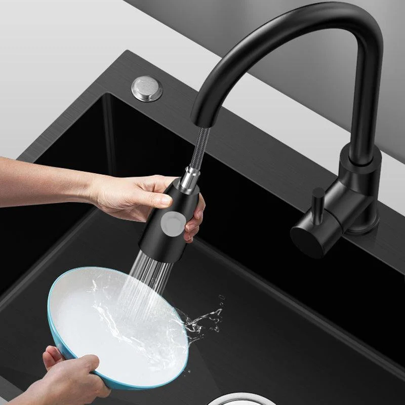 Stainless Steel Kitchen Sink Single Bowl Sink with Tap and Soap Dispenser -Bathlova