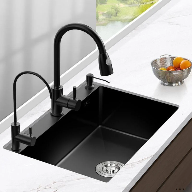 Stainless Steel Kitchen Sink Single Bowl Sink with Tap and Soap Dispenser -Bathlova