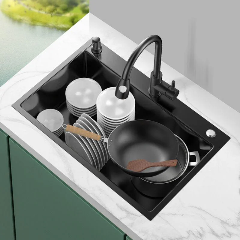 Stainless Steel Kitchen Sink Single Bowl Sink with Tap and Soap Dispenser -Bathlova