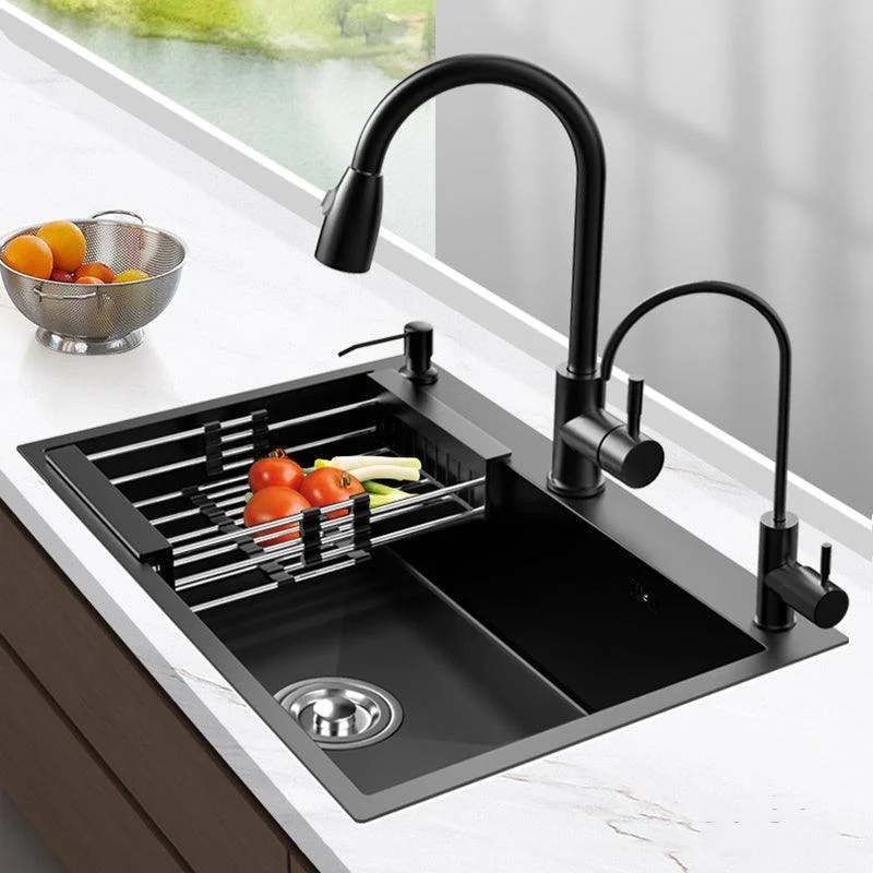 Stainless Steel Kitchen Sink Single Bowl Sink with Tap and Soap Dispenser -Bathlova