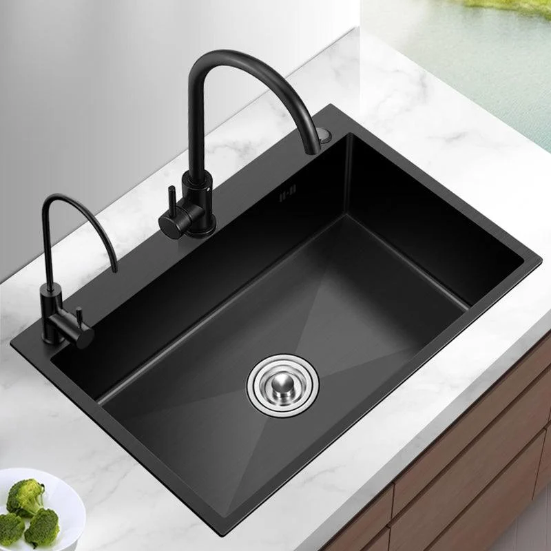 Stainless Steel Kitchen Sink Single Bowl Sink with Tap and Soap Dispenser -Bathlova