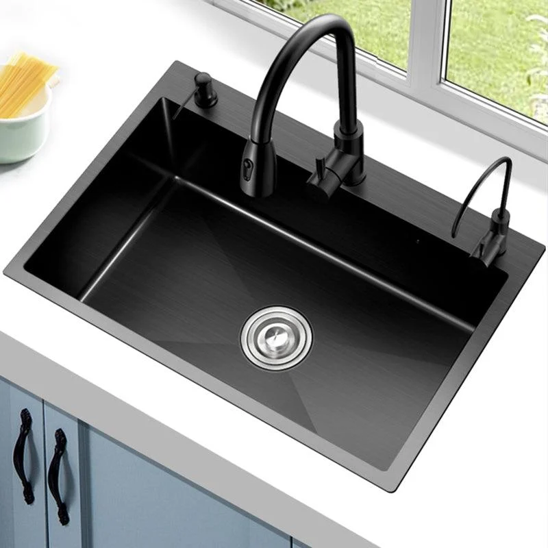 Stainless Steel Kitchen Sink Single Bowl Sink with Tap and Soap Dispenser -Bathlova