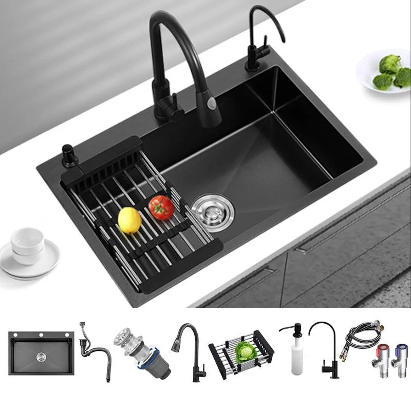 Stainless Steel Kitchen Sink Single Bowl Sink with Tap and Soap Dispenser -Bathlova