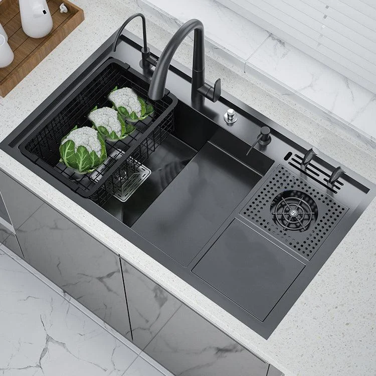 Stainless Steel Kitchen Sink Single Bowl Workstation Sink with Soundproofing -Bathlova