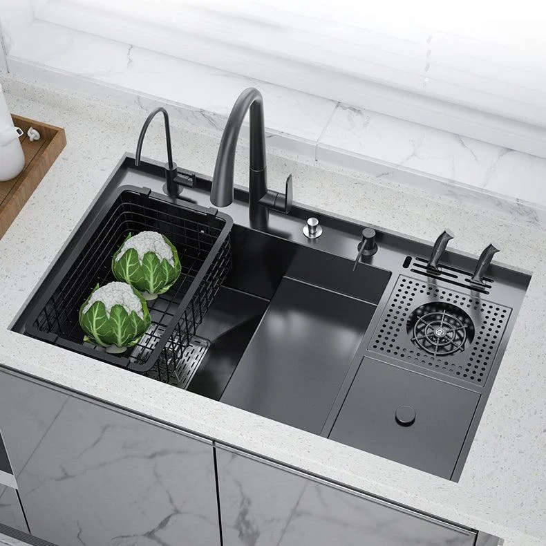 Stainless Steel Kitchen Sink Single Bowl Workstation Sink with Soundproofing -Bathlova