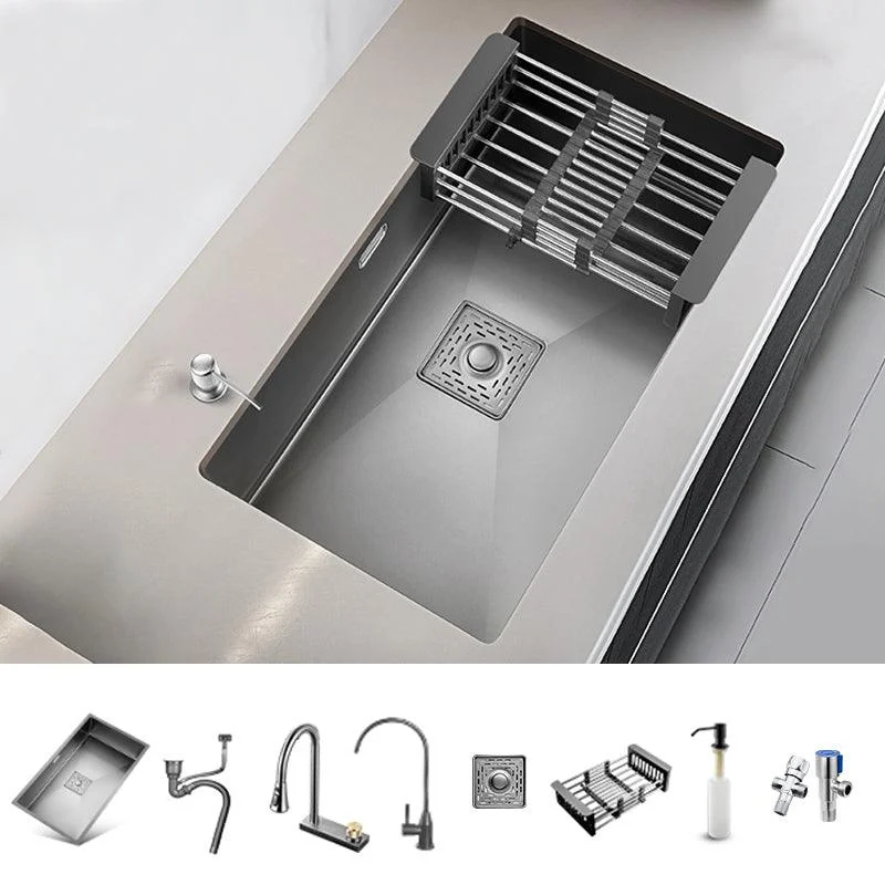 Stainless Steel Kitchen Sink Soundproof Detail Kitchen Sink with Basket Strainer -Bathlova