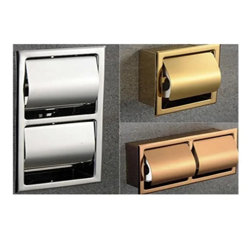 Stainless Steel Polished Wall Recessed Built-in Toilet Paper Holder -Bathlova