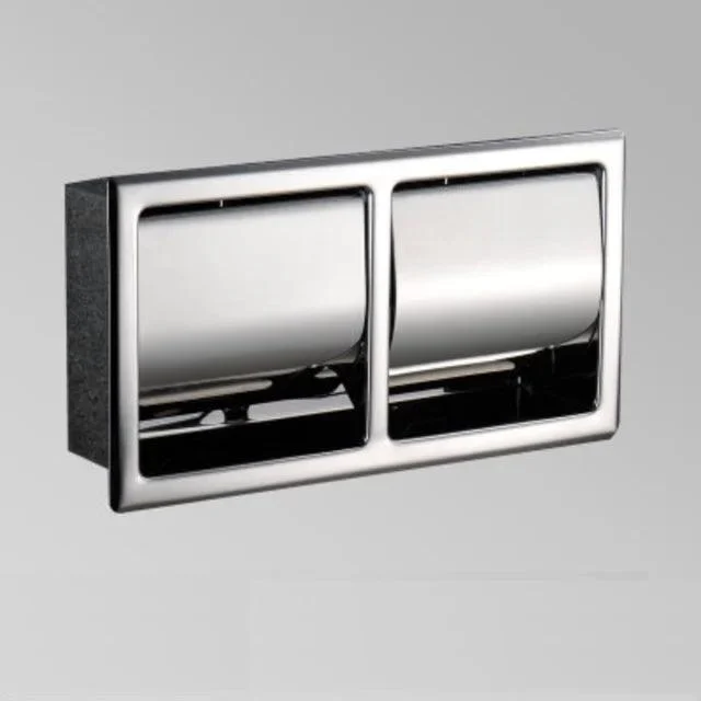 Stainless Steel Polished Wall Recessed Built-in Toilet Paper Holder -Bathlova