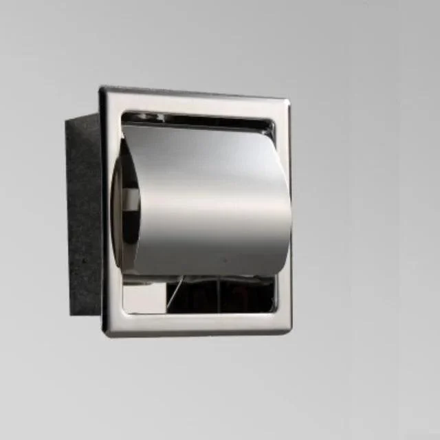 Stainless Steel Polished Wall Recessed Built-in Toilet Paper Holder -Bathlova