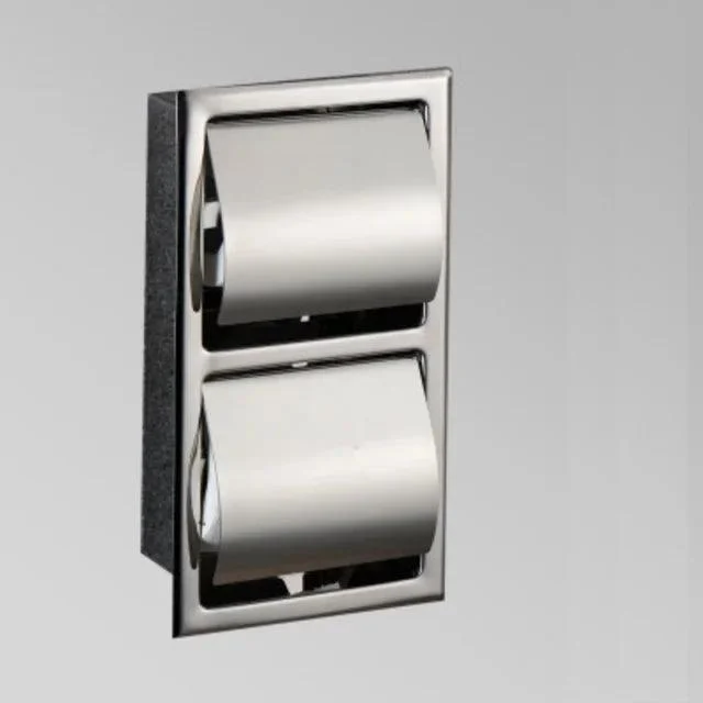 Stainless Steel Polished Wall Recessed Built-in Toilet Paper Holder -Bathlova